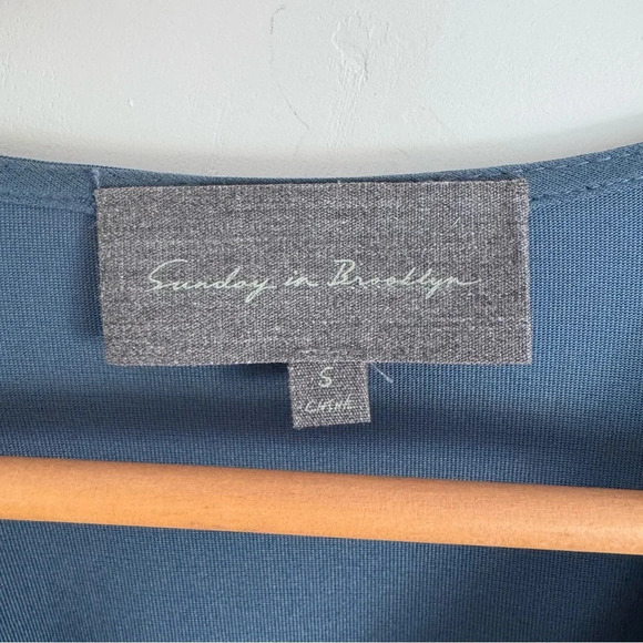Sunday in Brooklyn wrap long sleeve blouse in blue Size: Small - Picture 3 of 4